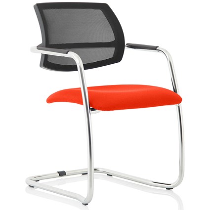 Swift Mesh Cantilever Visitor Chair - Tabasco Orange