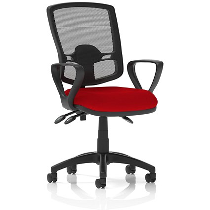 Eclipse Plus III Deluxe Mesh Back Operator Chair, Fixed Height Arms, Bergamot Cherry
