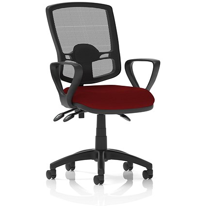 Eclipse Plus III Deluxe Mesh Back Operator Chair, Fixed Height Arms, Ginseng Chilli