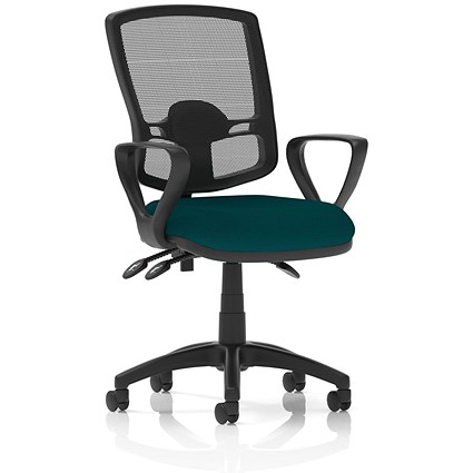 Eclipse Plus III Deluxe Mesh Back Operator Chair, Fixed Height Arms, Maringa Teal