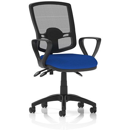 Eclipse Plus III Deluxe Mesh Back Operator Chair, Fixed Height Arms, Stevia Blue