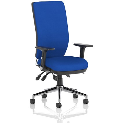 Chiro High Back Task Operators Chair, Height Adjustable & Folding Arms, Stevia Blue
