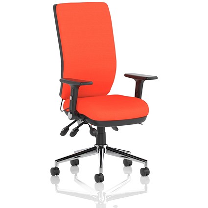 Chiro High Back Task Operators Chair, Height Adjustable & Folding Arms, Tabasco Orange