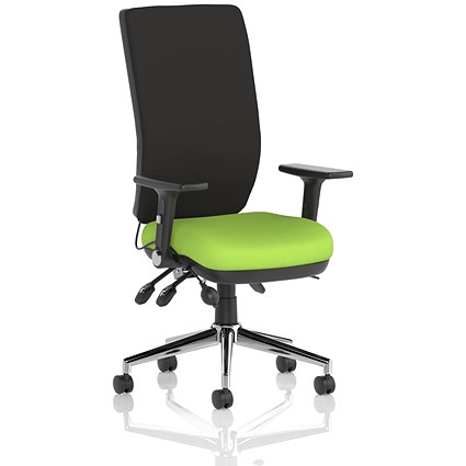 Chiro High Back Task Operators Chair, Height Adjustable & Folding Arms, Myrrh Green