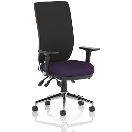 Chiro High Back Task Operators Chair, Height Adjustable & Folding Arms, Tansy Purple