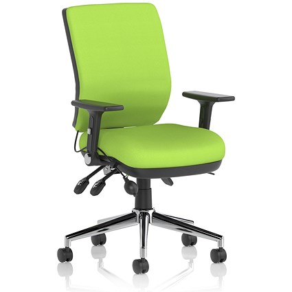 Chiro Medium Back Task Operators Chair, Height Adjustable & Folding Arms, Myrrh Green