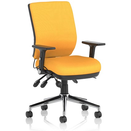 Chiro Medium Back Task Operators Chair, Height Adjustable & Folding Arms, Senna Yellow