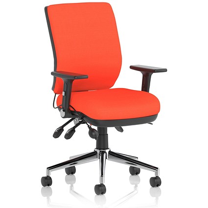 Chiro Medium Back Task Operators Chair, Height Adjustable & Folding Arms, Tabasco Orange