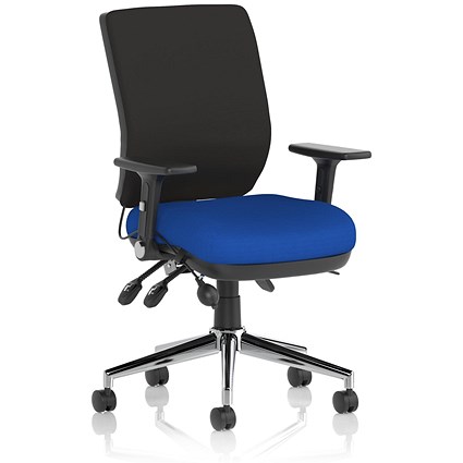 Chiro Medium Back Task Operators Chair, Height Adjustable & Folding Arms, Stevia Blue