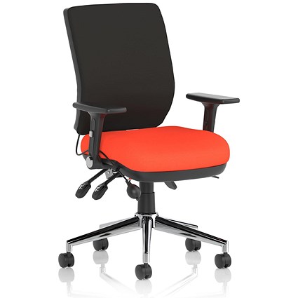 Chiro Medium Back Task Operators Chair, Height Adjustable & Folding Arms, Tabasco Orange