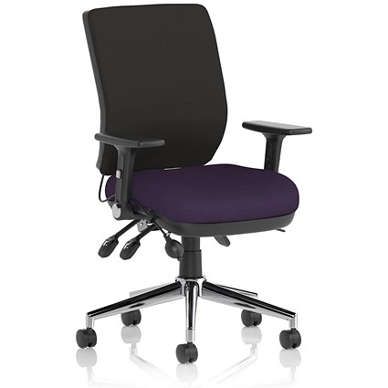 Chiro Medium Back Task Operators Chair, Height Adjustable & Folding Arms, Tansy Purple