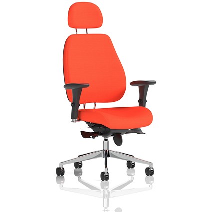 Chiro Plus Posture Chair with Headrest, Tabasco Orange, With Height Adjustable Arms