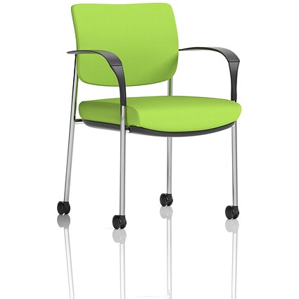 Brunswick Deluxe Visitors Chair, Chrome Frame, With Arms and Castors, Myrrh Green Brunswick Deluxe Visitors Chair, Chrome Frame, With Arms and Castors, Myrrh Green
