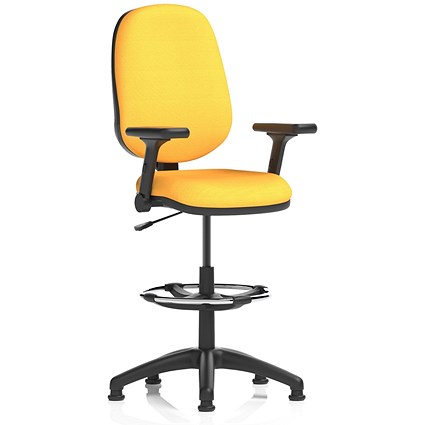 Eclipse Plus I High Rise Operator Chair, Senna Yellow, With Height Adjustable And Folding Arms