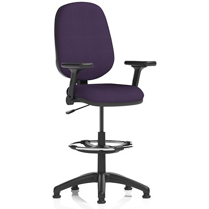 Eclipse Plus I High Rise Operator Chair, Tansy Purple, With Height Adjustable And Folding Arms