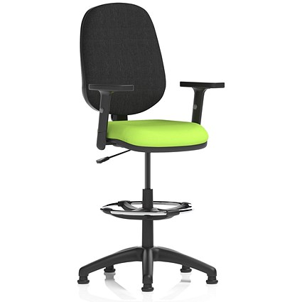 Eclipse Plus I High Rise Black Back Operator Chair, Myrrh Green, With Height Adjustable Arms