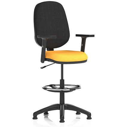 Eclipse Plus I High Rise Black Back Operator Chair, Senna Yellow, With Height Adjustable Arms