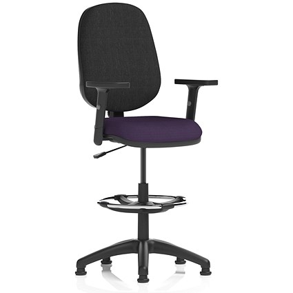 Eclipse Plus I High Rise Black Back Operator Chair, Tansy Purple, With Height Adjustable Arms