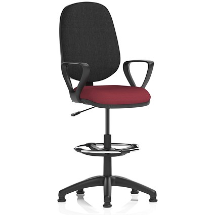 Eclipse Plus I High Rise Black Back Operator Chair, Ginseng Chilli, With Fixed Height Arms