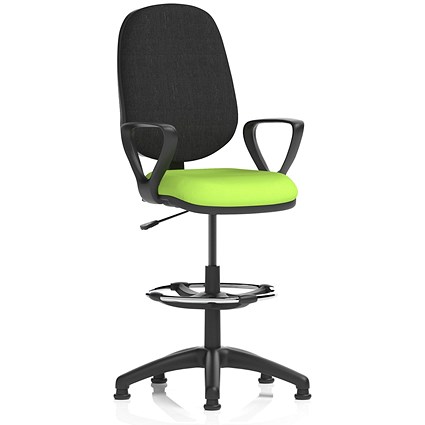 Eclipse Plus I High Rise Black Back Operator Chair, Myrrh Green, With Fixed Height Arms