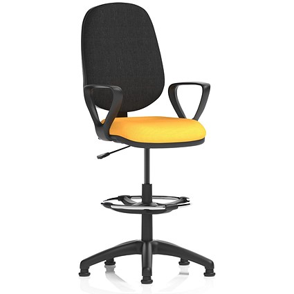 Eclipse Plus I High Rise Black Back Operator Chair, Senna Yellow, With Fixed Height Arms