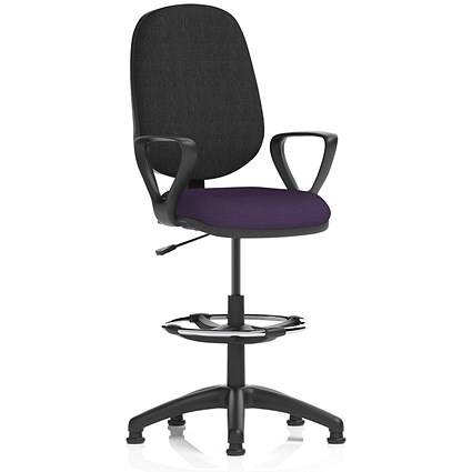 Eclipse Plus I High Rise Black Back Operator Chair, Tansy Purple, With Fixed Height Arms