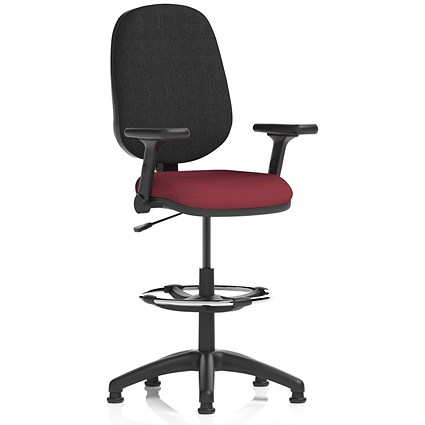 Eclipse Plus I High Rise Black Back Operator Chair, Ginseng Chilli, With Height Adjustable And Folding Arms