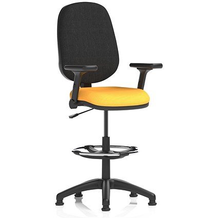 Eclipse Plus I High Rise Black Back Operator Chair, Senna Yellow, With Height Adjustable And Folding Arms