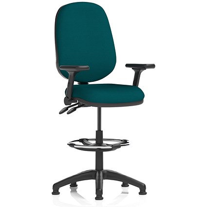 Eclipse Plus II High Rise Operator Chair, Myrrh Green, With Height Adjustable And Folding Arms