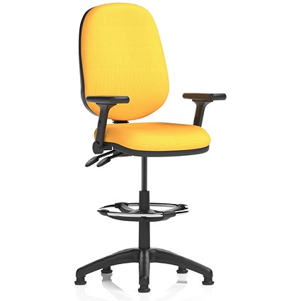 Eclipse Plus II High Rise Operator Chair, Stevia Blue, With Height Adjustable And Folding Arms