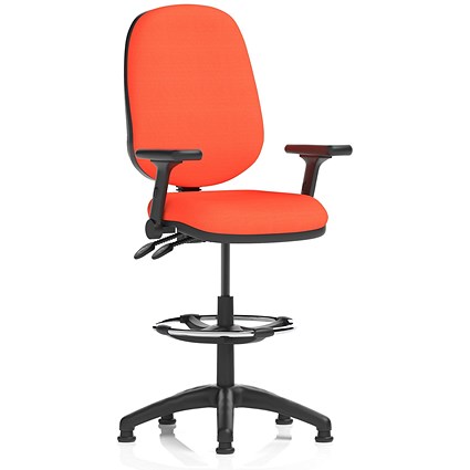 Eclipse Plus II High Rise Operator Chair, Maringa Teal, With Height Adjustable And Folding Arms