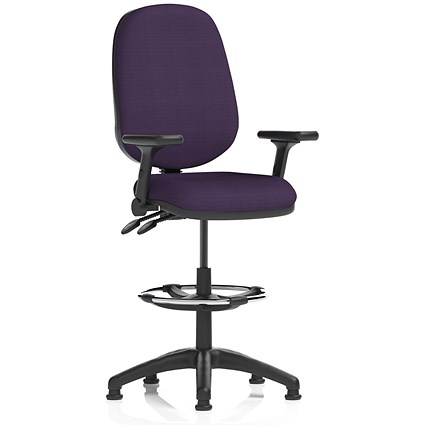 Eclipse Plus II High Rise Operator Chair, Tansy Purple, With Height Adjustable And Folding Arms