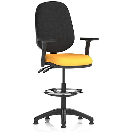 Eclipse Plus II High Rise Black Back Operator Chair, Senna Yellow, With Height Adjustable Arms