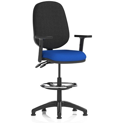 Eclipse Plus II High Rise Black Back Operator Chair, Stevia Blue, With Height Adjustable Arms