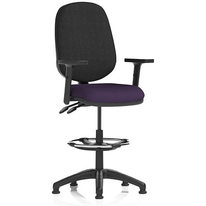 Eclipse Plus II High Rise Black Back Operator Chair, Tansy Purple, With Height Adjustable Arms