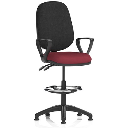 Eclipse Plus II High Rise Black Back Operator Chair, Ginseng Chilli, With Fixed Height Arms