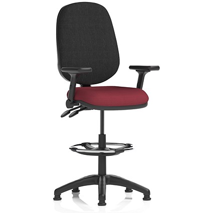 Eclipse Plus II High Rise Black Back Operator Chair, Ginseng Chilli, With Height Adjustable And Folding Arms