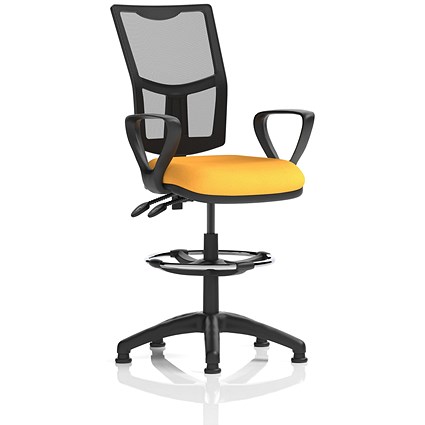 Eclipse Plus II High Rise Mesh Back Operator Chair, Senna Yellow, With Fixed Height Arms