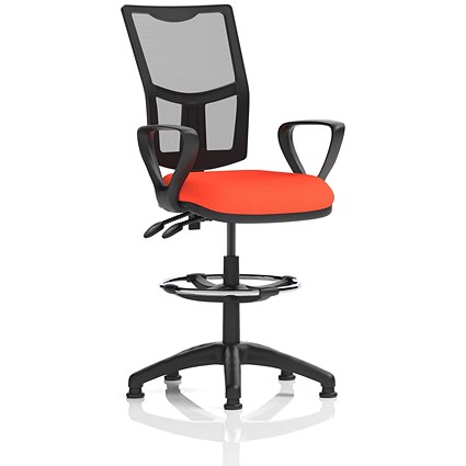 Eclipse Plus II High Rise Mesh Back Operator Chair, Tabasco Orange, With Fixed Height Arms