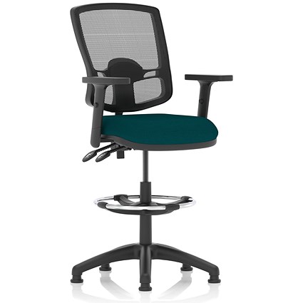 Eclipse Plus II High Rise Deluxe Mesh Back Operator Chair, Maringa Teal, With Height Adjustable Arms