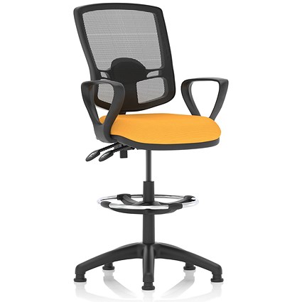 Eclipse Plus II High Rise Deluxe Mesh Back Operator Chair, Senna Yellow, With Fixed Height Arms