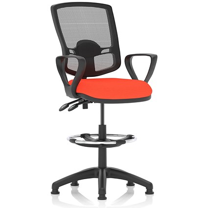 Eclipse Plus II High Rise Deluxe Mesh Back Operator Chair, Tabasco Orange, With Fixed Height Arms