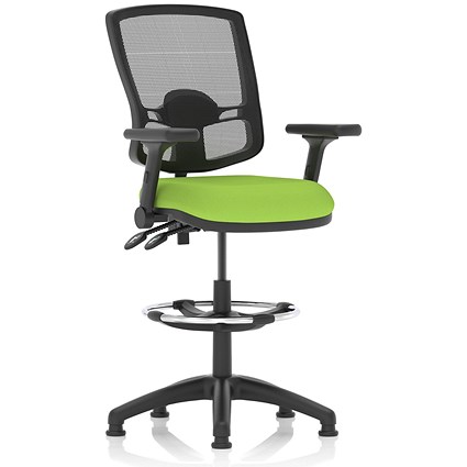 Eclipse Plus II High Rise Deluxe Mesh Back Operator Chair, Myrrh Green, With Height Adjustable And Folding Arms
