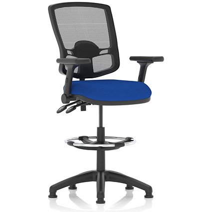 Eclipse Plus II High Rise Deluxe Mesh Back Operator Chair, Stevia Blue, With Height Adjustable And Folding Arms