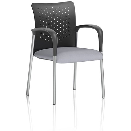 Academy Black Nylon Back Visitor Chair With Arms, Quest Shell