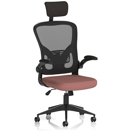 Ace Executive Mesh Back Chair With Headrest, Folding Arms, Rivet Forge