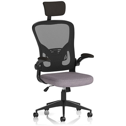 Ace Executive Mesh Back Chair With Headrest, Folding Arms, Rivet Fuse