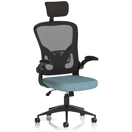 Ace Executive Mesh Back Chair With Headrest, Folding Arms, Rivet Quench
