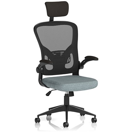 Ace Executive Mesh Back Chair With Headrest, Folding Arms, Rivet Tensile