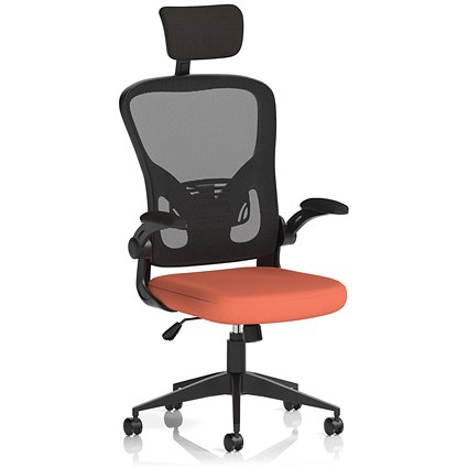 Ace Executive Mesh Back Chair With Headrest, Folding Arms, Quest Crab